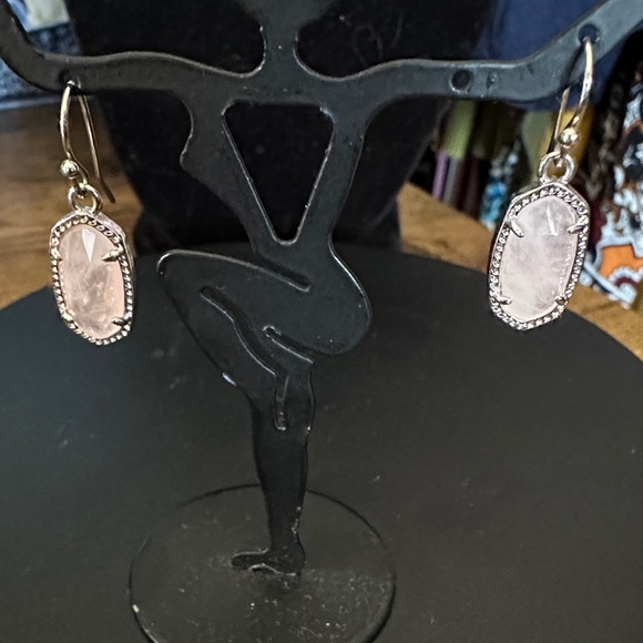 Elegant Pink Stone Drop Earrings - Picture 1 of 4